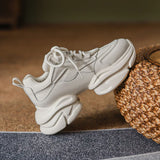 Advbridge Cowhide ~ Daddy shoes women 2024 spring and autumn new super thick sole increase white casual shoes burst