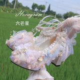 Advbridge Kawaii Princess Cos Shoes Flower Wedding Round Toe High Heels Lolita Flower Fairy Shoes Lolita Halloween for Women Girls Gifts