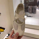 ADVBRIDGE  -  Flats Womens 2025 Spring with Leather Cross Straps Flat Top Height Increasing Pumps Women's Round Toe Mary Jane Shoes for Women