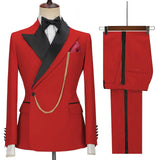Advbridge Solid Men's 2 Pieces Suit Double Breasted Jacket and Trousers Dinner Party Wedding Groom Tuxedos Slim Fit Formal Business Suits