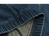 ADVBRIDGE  -  Autumn Men's Denim Jacket Vintage Large Pocket Elastic Cuffs Baggy Coat Oversized Japanese Casual Streetwear 4XL 5XL
