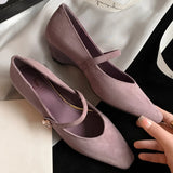 ADVBRIDGE  -  women's natural suede leather 3.5cm kitten heel square toe slip-on Mary Jane pumps elegant ladies slim daily dress heeled shoes