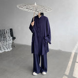 ADVBRIDGE  -  M-5XL Plus Size Men Chinese Tang Suit Tai Chi Set Kung Fu Long Sleeve Shirt and Pants Uniform Knot Buttons Long Shirt Man XXXXXL