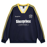 Advbridge Men Sweatshirt Streetwear Fashion Casual Hip Hop Oversized Sweatshirt Pullover Sleeve Striped Retro Harajuku Y2K Unisex 2024 New