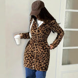 ADVBRIDGE  -  Euramericna Fashion Autumn Winter All Match Zip Coats Y2k Harajuku Vintage Punk Leopard Print Fur Jacket New High Street Clothes