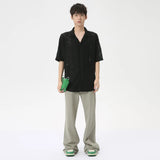 Advbridge Men's Wear 2024 Summer Flower Embroidery Hollow Out Cuban Collar Shirts Top Trendy Korean Streetwear Short Sleeve Shirt