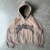 ADVBRIDGE  -  American Retro Zipper Hoodie Gothic Letter Star Print Hoodie Street Trendy Casual Coat