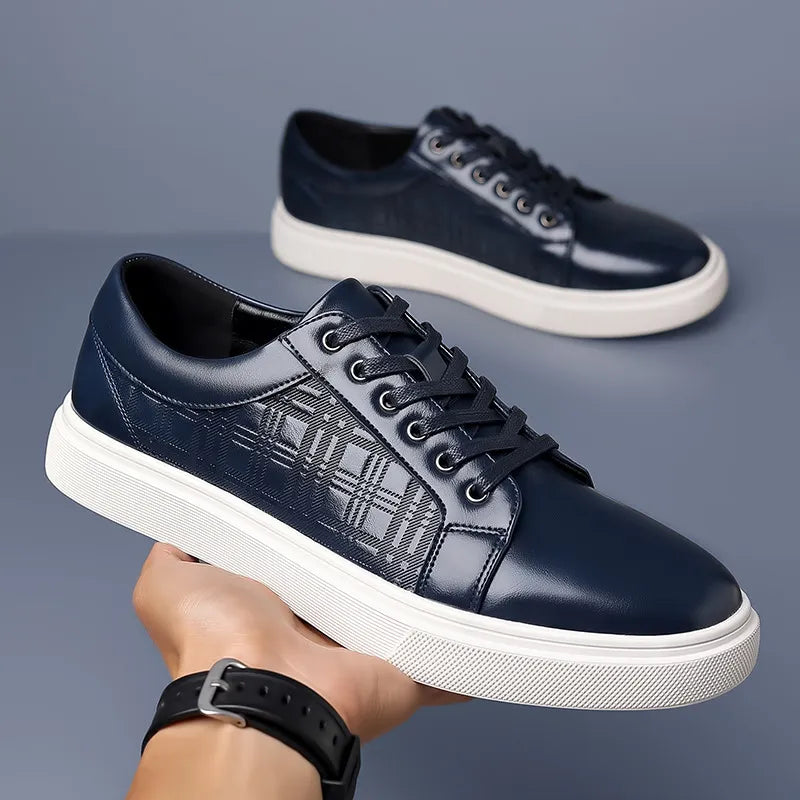 Advbridge Daily Men's Luxury Brand Shoes Casual Blue Sneakers Summer Shoes Man Lace-up Comfortable Leather Flat Shoes