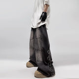 Advbridge American Style Oversized Pocket Retro Baggy Jeans Men Y2k Hip Hop Punk Wide Leg Straight Overalls Black Denim Pants Streetwear