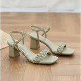 Advbridge Sweet Solid High Heel Sandals Women Summer Thick Heels New Fairy Casual Shoes Female Fashion Korean Designer Shallow Shoes