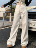 Advbridge White Wide Leg Jeans Women High Waist Office Lady Loose Casual Trousers 90s Vintage Streetwear Baggy Korean Fashion Pants
