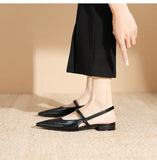 ADVBRIDGE  -  Women's Flat Sandals Minimalist Pointed Flat Sole Shoes One Word Strip with Empty Back Low Heel Women's Shoes Sandalias Mujer