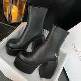 Advbridge Ins Hot Spice Girl 14Cm High Heel Stretch Boots Women Chunky Platform Punk Style Metal Decroation Designer Boots Sexy Botas Lady