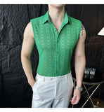 ADVBRIDGE  -  Slim Korean Style Sleeveless Trendy Business Casual Men's Hollow Cool Breathable Vest Shirt