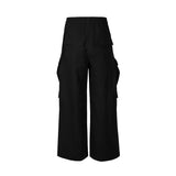 Advbridge Wide Leg Drawstring Black Cargo Pants Unisex Straight Baggy Casual Overalls Men's Streetwear Loose Oversized Trousers