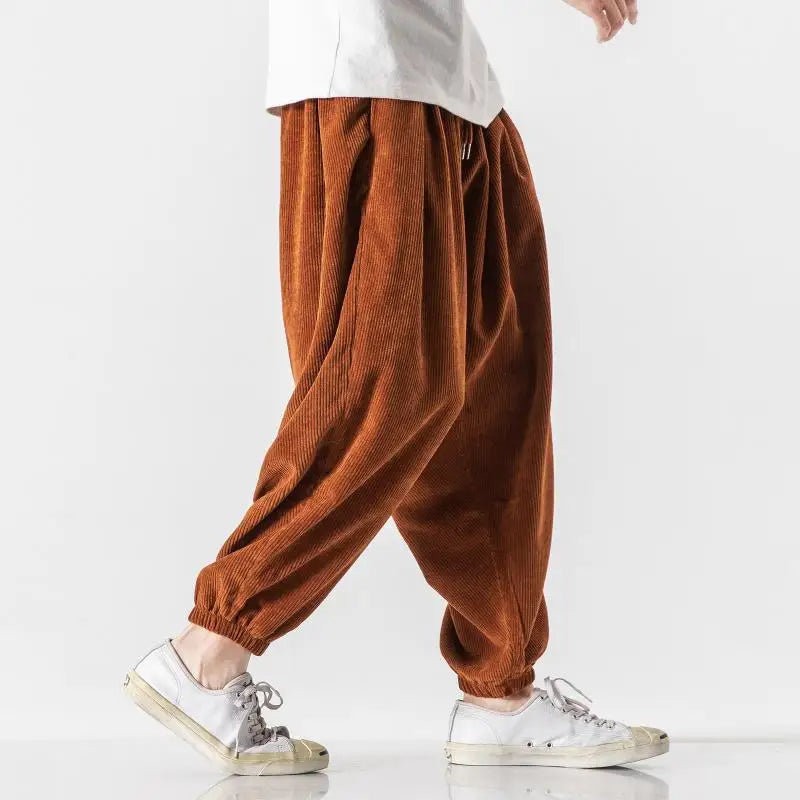 Advbridge Corduroy Wide Harem Pants Men Loose Casual Jogger Pants Chinese Baggy Big Size Heavy Duty Oversize Trousers Male High Quality