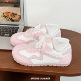 ADVBRIDGE  -  Dopamine Trainers Women Hot Sell Cute Lightweight Womens Casual Shoes Ballet Versatile Pu Leather Lace Ladies Shoes