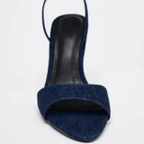 ADVBRIDGE  -  Denim Blue Thin Heeled Sandals Women Sexy Peep Toe Ankle Strap Buckle High Heels Summer Elegant Pumps Comfort Casual Sandalias