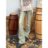 Advbridge Retro American Vintage Women Jeans Street Fashion Woman Slim Woman Jeans Simple Basic Low Waist Flared Pants Female Chicly