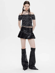 Advbridge PU Leather Pleated Skirt High Waist Female Summer Thin Ultra Short Skirt Y2k Korean Fashion Cute A Word Skirt