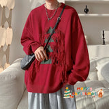 Advbridge Sweater man Vintage Christmas Tree Tassels Sweater Men Long Sleeve Fashion Loose Knitted Pullover Couples Unisex Streetwear