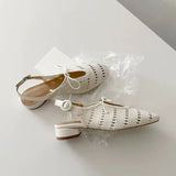 ADVBRIDGE  -  Niche Design Hollow Out Breathable 2025 Summer New Buckle Strap Women's Sandals Baotou Square Heel Bow Tie Casual Sandals Women
