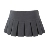 Advbridge Y2K Grey Pleated Skirt Women Spring Fashion Hot Sweet Super Short Skirt Sexy Low Waist Bow Tied Slim Mini Skirts