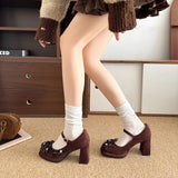 ADVBRIDGE  -  Platform Thick Heel Women Mary Jane Shoes Ladies Elegant Wedding Party Pumps 2026 Spring Ladies Designer Luxury Single Shoes