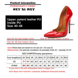 Advbridge Fashion High Heels Sexy Shoes Women Pumps Large Size 43 44 45 White Stiletto Heel Patent Leather Office Wedding Shoes Hey Si Mey