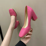 ADVBRIDGE  -  New Retro Pumps Women Temperament Square Toe Thick Heel Ladies Dress Shoes High-heeled OL Fashion High Heels Pumps Plus Size 43