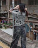 Advbridge American High Street Streetwear Jeans Men Spliced Heavy Industry Graffiti Distressed Zipper Jeans Men and Women Same Style