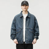 ADVBRIDGE  -  Autumn Men's Denim Jacket Vintage Large Pocket Elastic Cuffs Baggy Coat Oversized Japanese Casual Streetwear 4XL 5XL