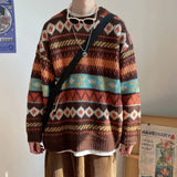Advbridge Harajuku Style Sweater Men's Loose Casual Round Neck Knitted Sweater Korean Version Trendy Ins Hong Kong Style Versatile Sweater