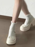 ADVBRIDGE  -  Woman Pumps with Medium Heels Platform Bow Mary Jane Shoes for Women High Quality Wholesale Casual Young Korean Style Y2k Spring