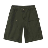 ADVBRIDGE  -  Men Denim Shorts Multi Pockets Design American Style Jeans Solid Color Trendy Straight Wide Leg Washed Male Bottoms 2025