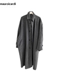 Advbridge Autumn Winter Long Warm Grey Black Slouchy Woolen Coat Men Single Breasted Loose Casual Wool Blends Overcoat