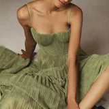 Advbridge New Spring Summer Solid Pleated Dresses Women Sexy Strapless Hollow A-Line Long Dress Casual Sleeveless Backless Zip Sling Dress