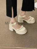 Advbridge Autumn Causal Designer Sandals Women Pure Color Elegant Sweet Platform Shoes Female Beaded Korean Fashion Cover Heel Shoes