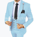 Advbridge Formal Men 3 Piece Wedding Suit Groom Tuxedo Slim Fit Business Suits Champagne Wedding Suit Costume Homme (Blazer+Pants+Vest)