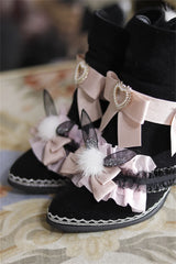 Advbridge Japanese Sweet Style Lolita Girls Shoes Cosplay Cute Bowknot Pearls Love Ruffle Kawaii Hairball Rabbit Ear 8cm High Heel Shoes