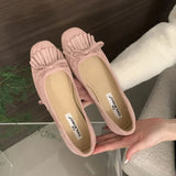 ADVBRIDGE  -  Bow Knot Flats Shoes Women Shallow Loafers 2025 Fashion Ballerinas Soft Moccasins Square Toe Mary Janes Flat Heels Female Mujer