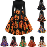 Advbridge Halloween Cosplay Costume Props Fancy Pumpkin Womens Dress Long Sleeve Princess Dress Festival Dress Up Party Vintage Robe