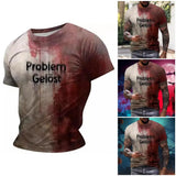 Advbridge Halloween T-shirt Men's Casual Crew Collar Shirt Blood Spatter Patterned Shirt Short Sleeve Top Party Cosplay