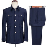 Advbridge Light Blue Business Men Suits Regular Fit Custom Made Set Wedding Groom Prom Blazer Suit Male Clothing 2 Pieces Set