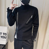 Advbridge Man Clothes Zip-up Collared Motorcycle Knitted Sweaters for Men Zipper Pullovers Korean Autumn Sweat-shirt Street Cotton Fun S X