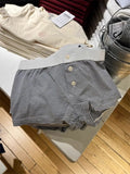 ADVBRIDGE  -  Stripes T-shirt Shorts 2 Pieces Sets Summer Short Sleeve Slim Three Buttons Crop Top Elastic Short Pant for Woman Sweet Y2k Set