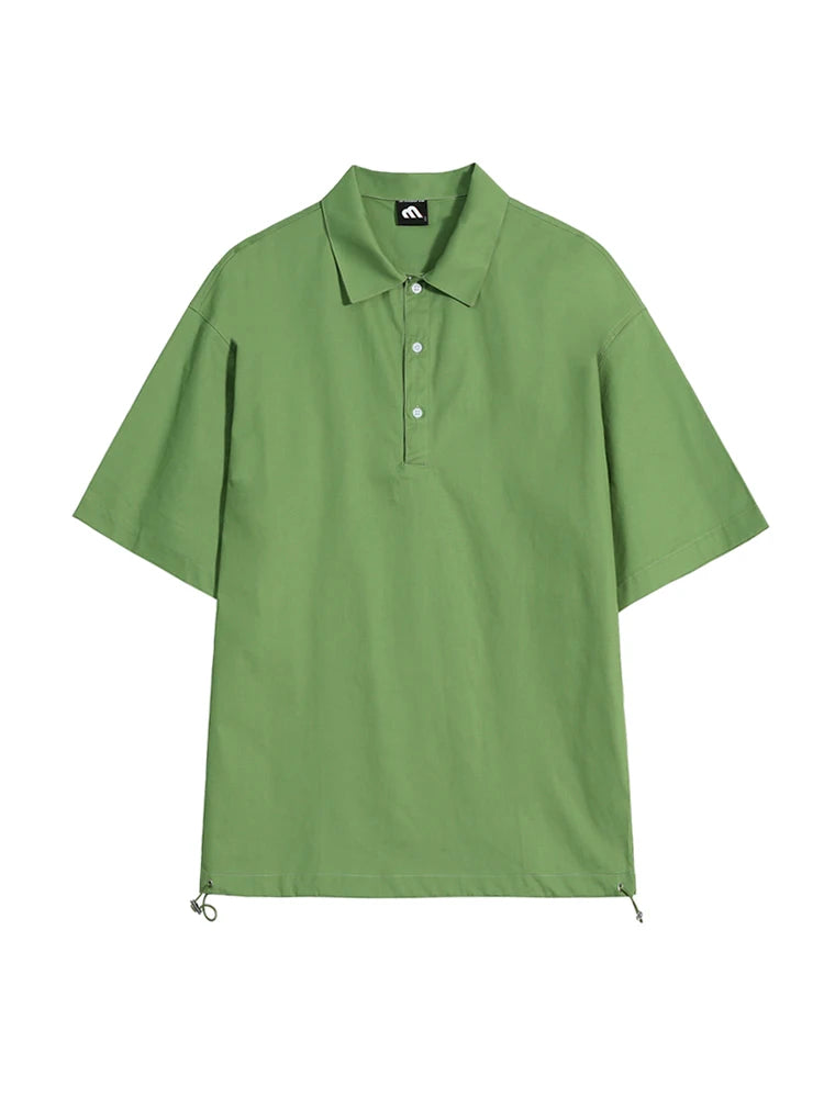 Advbridge Summer Loose Men's T-shirt Korean Style Casual Turn Down Collar Solid Color Short Sleeved Polo Shirt Male Tops 2024 New Fashion