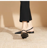 ADVBRIDGE  -  Women's Flat Sandals Minimalist Pointed Flat Sole Shoes One Word Strip with Empty Back Low Heel Women's Shoes Sandalias Mujer