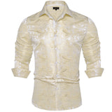 Advbridge New Luxury Silk Designer Men's Shirt Long Sleeve Social Button Down Collar Dress Shirts Blouse Prom Party Men Clothing