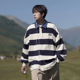Advbridge T Polo Shirts for Men Stripe Tops Sweatshirts Male Clothes Japan Baggy Designer Casual F Harajuku Fashion Winter Size S Emo New
